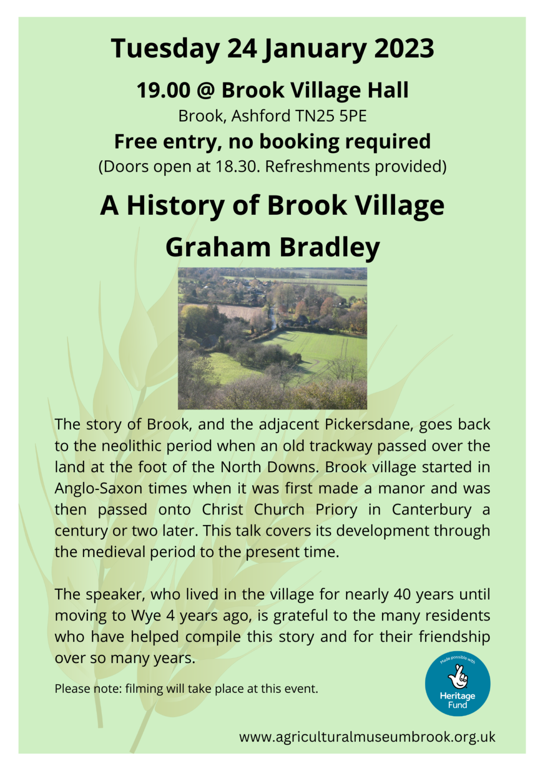 Local History Talks Series “A History of Brook Village” by Dr Graham